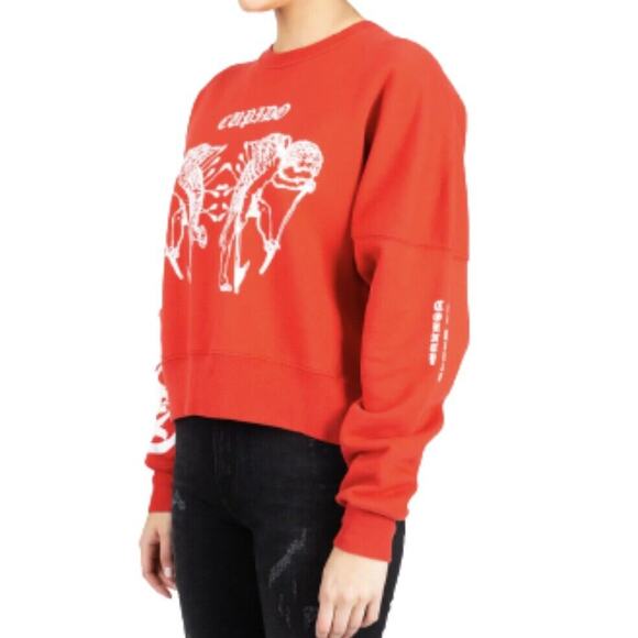 Marcelo Burlon Cupido Tattoo Graphic Red Cotton Pullover Sweatshirt NWOT Size S - Picture 3 of 10